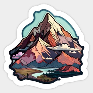 Red Sunrise Peaks Mountain Sticker Sticker